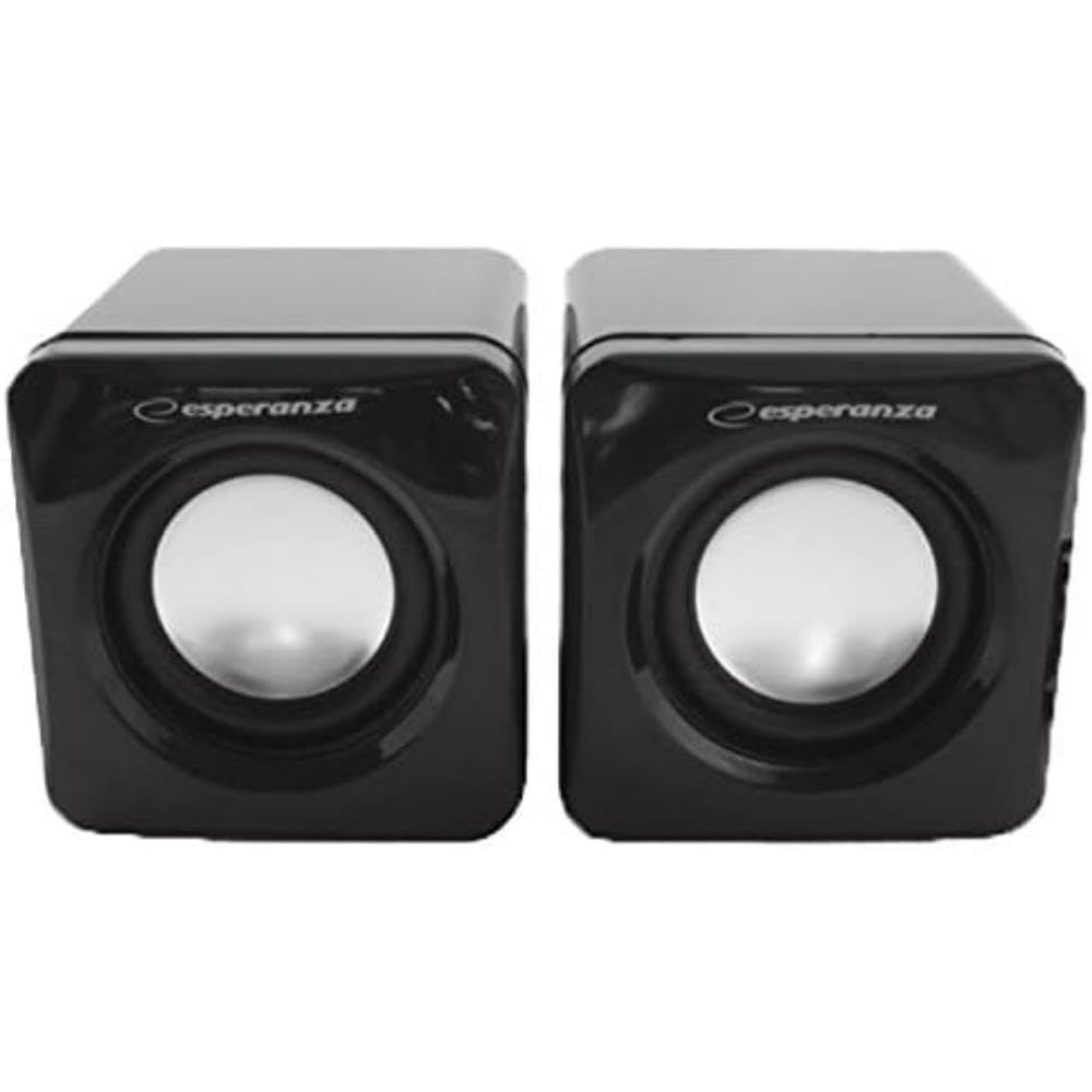 Esperanza EP111 2.0 CUBE Multimedia Stereo PC Speaker Computer Speakers With AUX Input And Volume Control Black