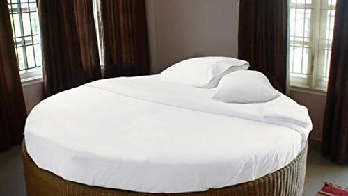 Lavish Linens - Luxurious and Hypoallergenic 4 Piece 600 Thread Count 100 % Egyptian Cotton Fits Upto 15 Inch Deep Pocket Solid Bed Sheet Set (Round 84 Diameter, White)