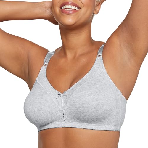 Bali Women's Double Support Cotton Stretch Wire-Free Bra, Heather Grey, 40B