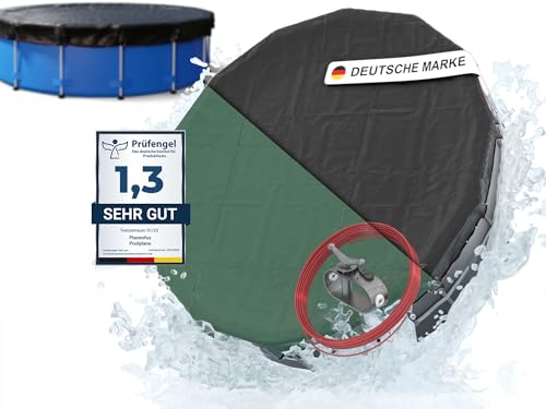 Planenfux® Poolabdeckung rund 305 cm (Für Ø280-320 cm Becken) | 2-in-1 Poolplane aus 200g/m² PE Material | Solarplane Abdeckplane Rundpool für Sommer