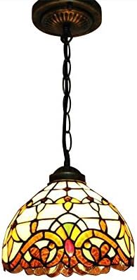 Pendant Light, Sanguinesunny Ceiling Lamp Vintage Art Stained Glass Style Renaissance Pattern Mini 1-Light Fixture with 7.87" Shade,110V,Multi