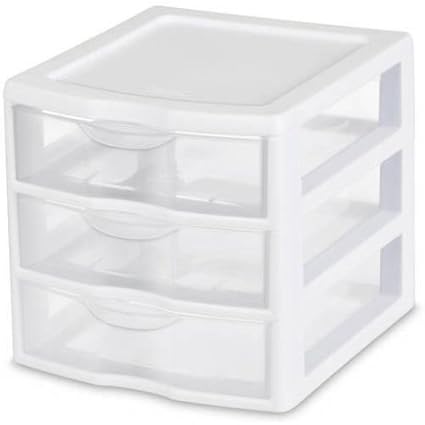 Sterilite Small 3 Drawer Organizer White Clear Drawers Case Of