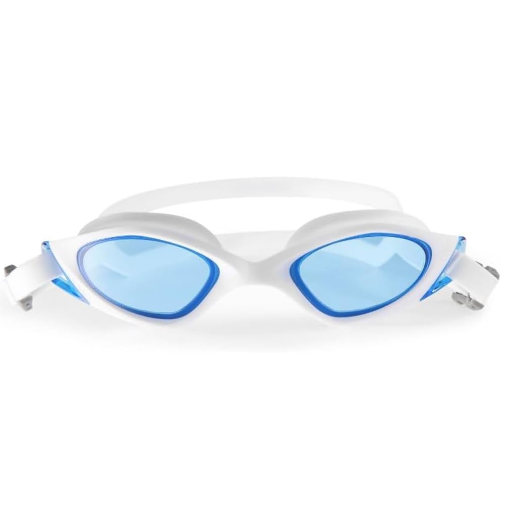 Swimmg goggles, Swimming Goggles for Adult Men Women And Kids 8+ - No Leaking, Anti Fog, UV Protection - Easy Adjustmentof - Curved surface anti dizziness - Free Storage Case (Blue-White)