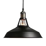 B2ocled 1-Light Pendant, Retro Industrial Pendant Lighting, Black Paint, Metal Aluminum Shade, 10.63'' diameter, Ceiling Lights ()