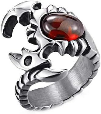 Ueice Scorpio Scorpion Garnet Stainless Steel Rings for Mens