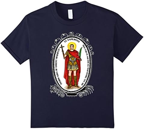 unisex-child Saint Expeditus Patron of Urgent Requests T-shirt 12 Navy