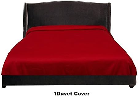 NJSR Textiles 650 -Thread-Count Egyptian Cotton Zipper Closure 1-Piece Duvet Cover Set Emperor (94 X 118"inches) Solid Blood Red