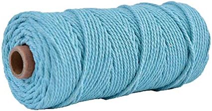 Sky Blue Macrame Cord,Diameter 3mm Natural Cotton Rope,Knitting Cord Rope,Craft Making,Natural Color Cord,Craft Supplies,Chunky Yarn,Natural Hemp Rope,1 Skein is 100 Meters