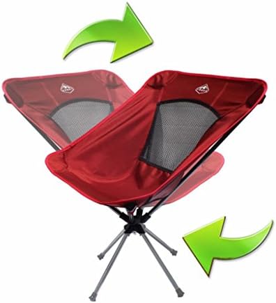 Trekk Ultralight Compact Folding Swivel Camping Chair (Campfire Red)