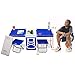 Giantex Multi Function Rolling Cooler Picnic Camping Outdoor w/Table & 2 Chairs Blue
