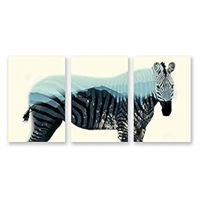 3 Panel Animal with Mountain Pictures Home Wall...