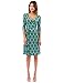 PattyBoutik Women Faux Wrap A Line Dress (Green, Blue and Pink Small)