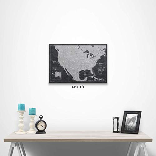 USA Travel Map Pin Board - Modern Slate