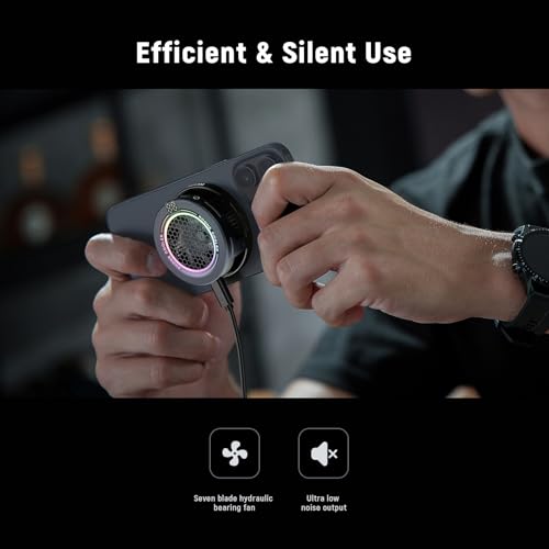 NEEWER BASICS Magnetic Phone Cooler, USB Cooling Fan for Phone, Temp Smart Control, RGB Light, Magnetic Ring Compatible with iPhone 15 16 Pro Max MagSafe Samsung iPad for Gaming, PA069