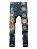 Vionr Men's Ripped Destroyed Washed Distressed Denim Slim Straight Jeans