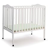 Delta Children Folding Portable Mini Baby Crib with Mattress, White