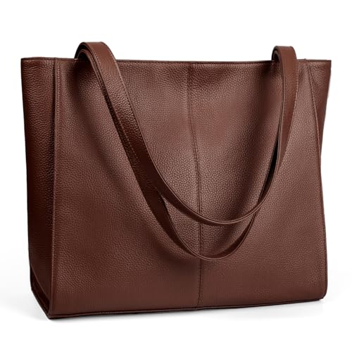 befen Echtleder Handtasche Damen Groß Shopper Tasche mit 14 Zoll Laptopfach