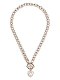 G by GUESS Women's Rose Gold-Tone Rhinestone Heart Toggle Necklace