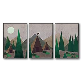 3 Piece Framed Canvas Home Artwork Decoration Abstract Mountain Canvas Wall Art for Living Room, Bedroom - 16"x24"x3 Panels