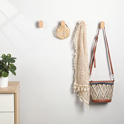 LIVESO Wood Wall Hooks, Modern Minimalist Wood Hooks Wall Mounted
