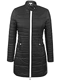 Meaneor Women's Lined Quilted Winter Long Coat Long Sleeve Zip Up Jacket