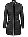 Meaneor Women's Lined Quilted Winter Long Coat Long Sleeve Zip Up Jacket