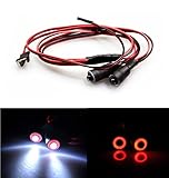 RC 10mm 2 Leds Angel Eyes LED Light Headlights/Taillight for 1:10 RC Crawler Truck Car (Red+White)