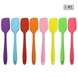 TWDRer 8 PCS Silicone Spatula Heat Resistant Non-Stick Flexible Rubber Solid Stainless Steel Kitchen Essential Gadget Premium Scraper Scrapers Bakeware Tool Essential Cooking Gadget