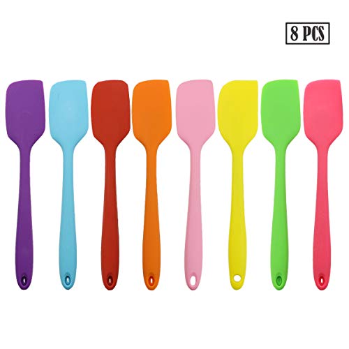 TWDRer 8 PCS Silicone Spatula Heat Resistant Non-Stick Flexible Rubber Solid Stainless Steel Kitchen Essential Gadget Premium Scraper Scrapers Bakeware Tool Essential Cooking Gadget