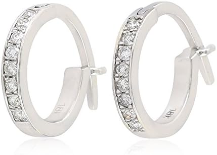 0.17 Cttw White Diamond Huggie Hoop Earrings in 18K White Gold