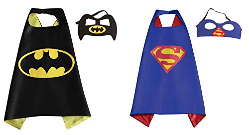 2 Capes, and 2 Masks Superman & Batman Costumes In Gift Box from Outlander