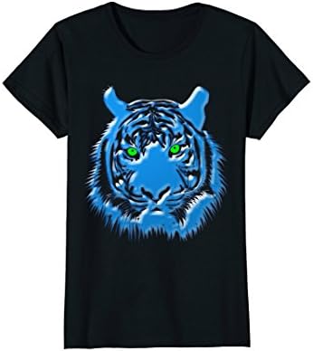 Womens Blue Tiger T-shirt Mens Womens Kids XL Black