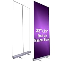 Instahibit 33"x79" Aluminum Retractable Roll up Banner Stand Conference Display Trade Show Promotion Sign