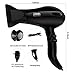1875w Negative Ions Salon Hair Blow Dryer, Professional Ceramic Infrared Hair Dryer, Low Noise Lightweight AC Motor, Styling Tool with Concentrator and Diffuser for Fast Drying, ETL Certified, Black