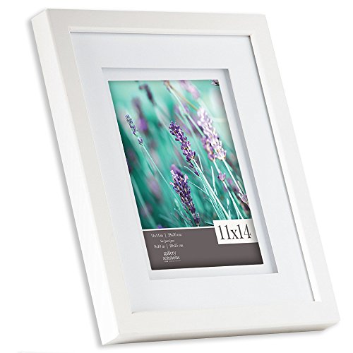 Gallery Solutions White 11x14 Wood Wall Frame with Double Mat for 8x10