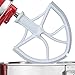Flat Beater with Flex Edge Bowl Scraper Flat Blade for KitchenAid 6-Quart Bowl Lift Mixer (White)