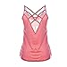 Women's Cute Criss Cross Back Tank Tops Loose Hollow Out Camisole Shirt(Pink,Large)