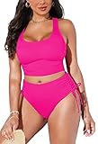 Pink Queen Women's High Waisted Bikini Set Ruched