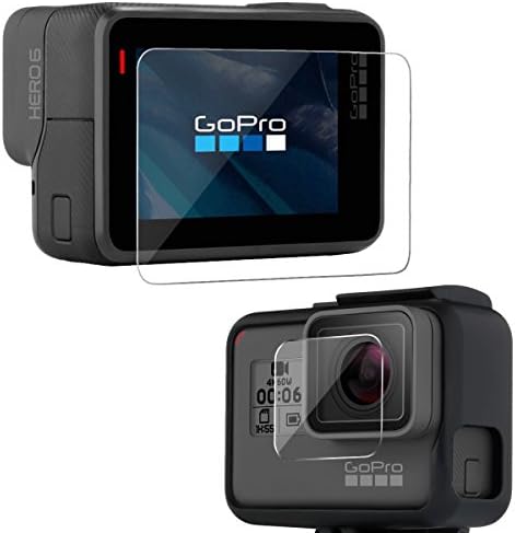 Screen Protector for GoPro Hero(2018) Hero 5/Hero 6,POPANK Ultra-Clear Tempered-Glass Screen and Lens Protector &amp; Lens Cap Cover for Go Pro Hero6 Hero5