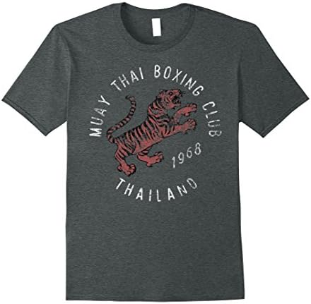 Mens Muay Thai Boxing Club Thailand Tiger Vintage Graphic T-Shirt XL Dark Heather