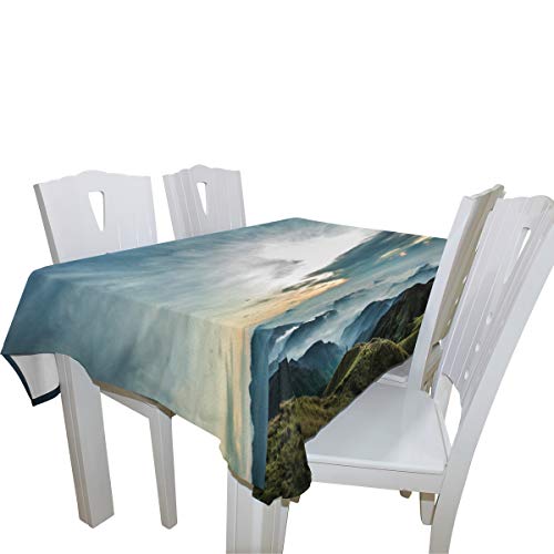 LORVIES Rectangle Lanscape Tablecloth for Wedding Party Holidays Washable Polyester Table Cloth Cover, 54 x 72 Inch - Thumbnail 2