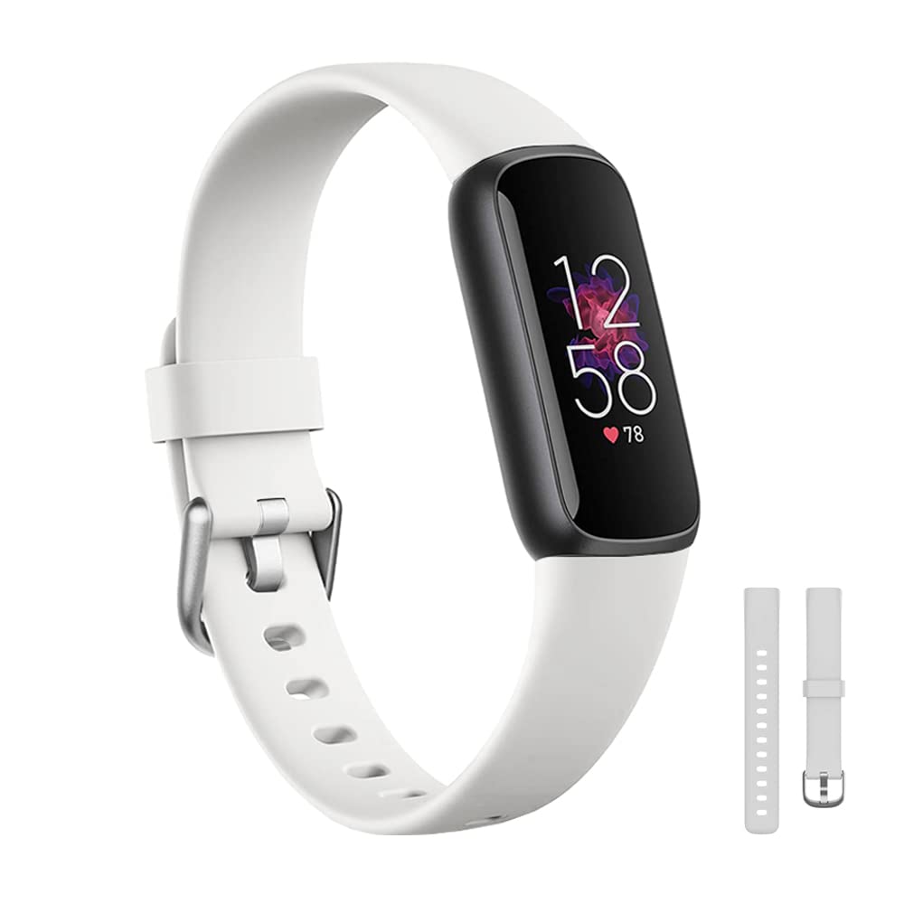 White Luxe Straps Compatible with Fitbit Luxe Watch Bands Wrist Strap for Men Women Colorful Silicone Sport Watchband Bracelet Bangle Wristband Replacement Accessories with Metal Buckle Small Wrist