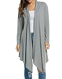 Zeagoo Women's Long Sleeve Draped Open Front Fall Winter Cardigan Sweater (XXL, Gray)