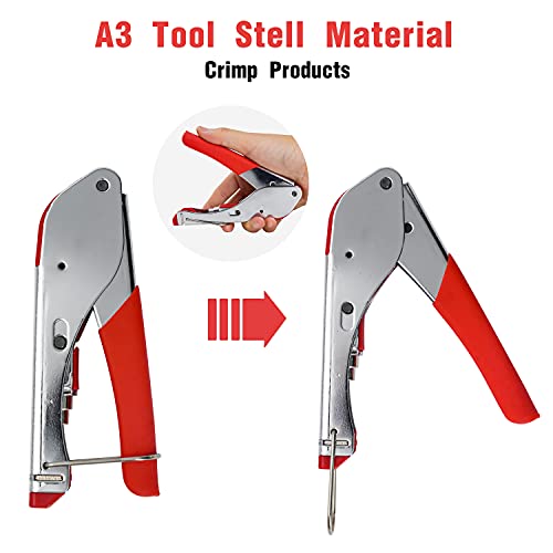 KOTTO Coax Cable Crimper, Coaxial Compression Tool Kit Wire Stripper