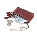 Leather Wallet with Keychain- Coffee Coin Purse- Zipper Credit Card Holder for Women