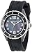 Akribos XXIV Women's AK502BK Ceramic Case with Silver Accents and Black Rubber Strap Watch