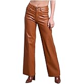 LOVER BRAND FASHION Women's High Waisted Super Stretch Faux Leather Wide Leg Pants Multiple Colors for Trendy Looks Jeans