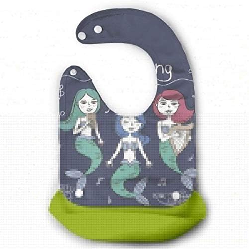 Boy Mermaids Fish Cute Waterproof Bib Silicone Bibs with Wide Pocket Pink