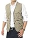 APTRO Men's 100% Cotton Outdoor Multi Pocket Vest Khaki US L (ASIN TAG 3XL)