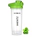 HOOPLE Shaker Bottle Protein Powder Shake Blender Gym Smoothie Cup, BPA Free, Auto-Flip Leak-Proof Lid, Handle with Ball Included - 24 Ounce (Green)